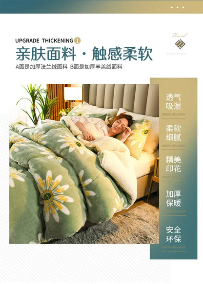 Super Thick Plaid Fleece Blanket – Soft, Warm, Fluffy Winter & Autumn Comforter Quilt