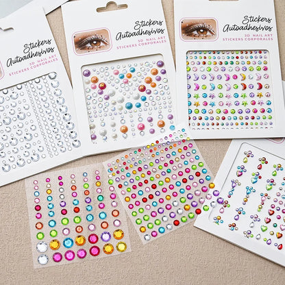5D Face Diamond Gem Stickers - Colorful Rhinestone Body Makeup Tattoo for Festival, Nail Art & DIY Bling Style
