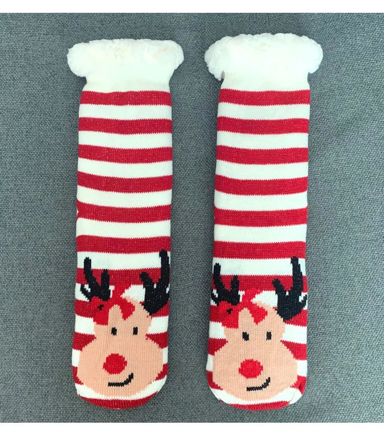 Women’s Christmas Fuzzy Socks – Winter Warm Thermal Non-Slip Fluffy Floor Slippers, Soft Indoor Home Gift