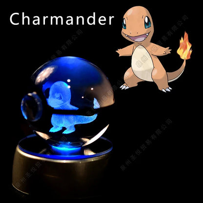 Pokémon Crystal Ball Night Light - 3D Pikachu Gengar Mewtwo Glass Lamp Statue Kids Birthday Gift