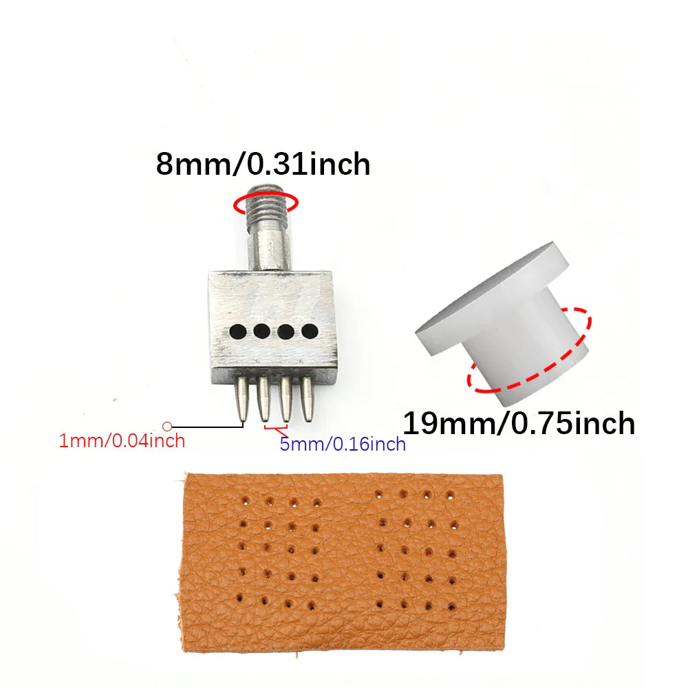 M8 Thread Dies Leather Hole Punch Set – 4/5/6/8mm Round Stitching & Perforated Cut Tools for Hand Press