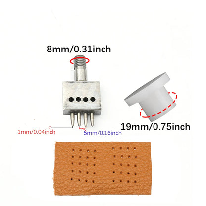 M8 Thread Dies Leather Hole Punch Set – 4/5/6/8mm Round Stitching & Perforated Cut Tools for Hand Press