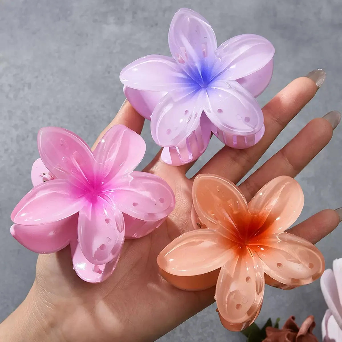 18Pcs Egg Flower Hair Clips | Gradient Candy Color Flowers, Shark Clips for Daily Ponytail Styling