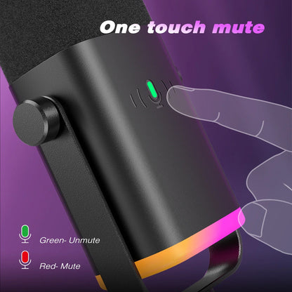 FIFINE AM8 USB/XLR Dynamic Microphone with Touch Mute, Headphone Jack & I/O Controls for PC, PS5/PS4, Gaming & Mixer