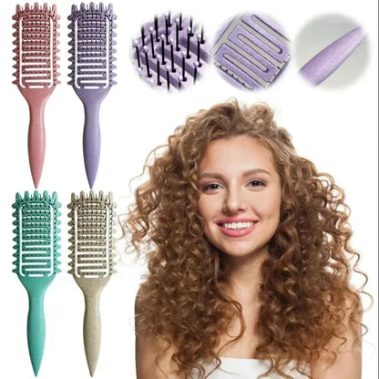 Curl Define Styling Brush – Hollow Detangling Hair Comb for Wet & Curly Hair, Shaping Curls Barber Hairdressing Tool