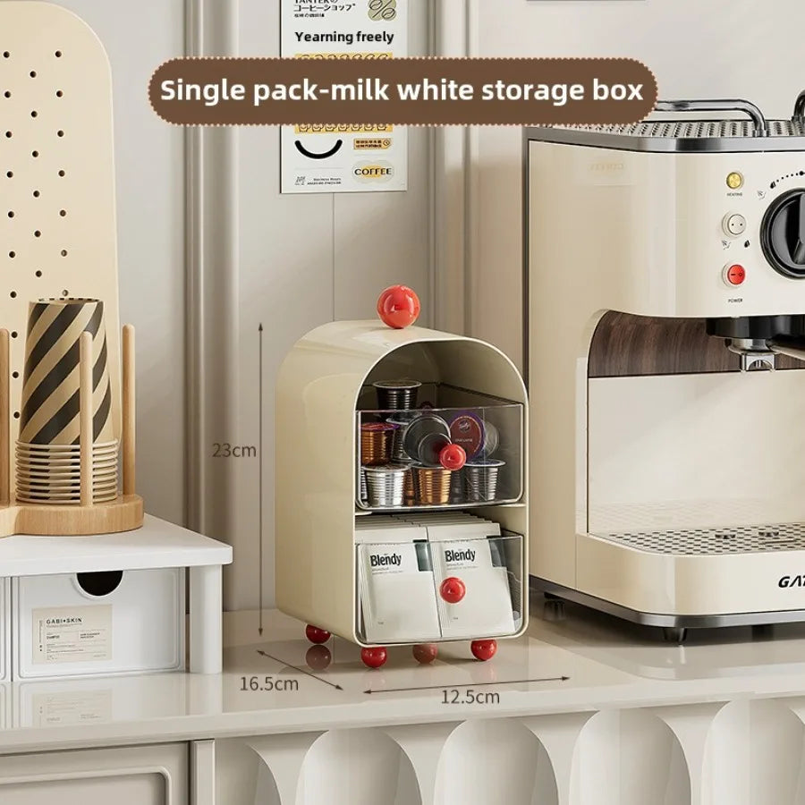Desktop Coffee & Tea Organizer – Corner Storage Box Drawer for Office, Table, Capsules, and Tea Bags