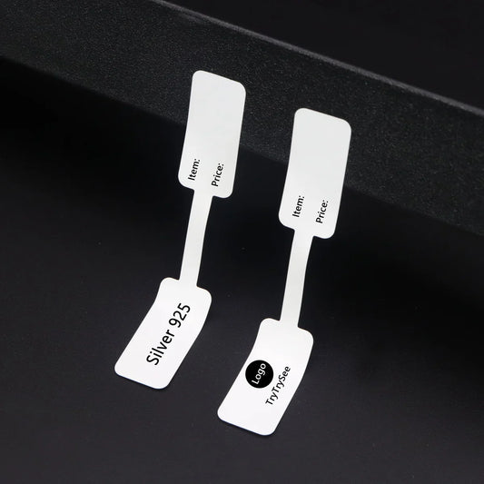 100pcs Square Head Bracelet Rings – Custom Logo Label Price Tags for Jewelry Display & Packaging Accessories Wholesale