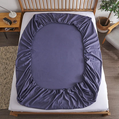 Cotton Fitted Sheet - Non Slip Elastic Band Mattress Cover for Single, Double, King & Queen Beds