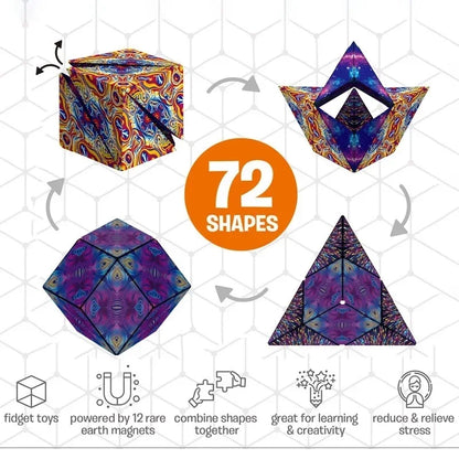 Magic Infinite Cosmic Shasibo Cube — Magnetic Fidget Puzzle Toy, Changeable Anti-Stress Flip Cubic Cube