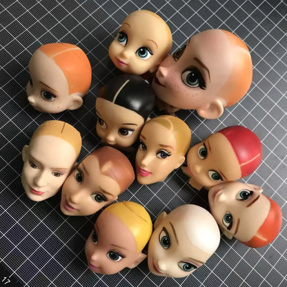 DISNEY Doll Heads – Bald Red Hair King, Queen & Alice with Makeup for DIY Dressing & Accessories