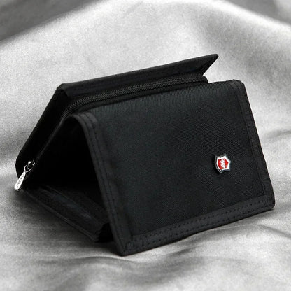 Men's Korean Tri-Fold Coin Purse – 5 Colors, Slim Canvas Wallet, Multifunctional Card Holder