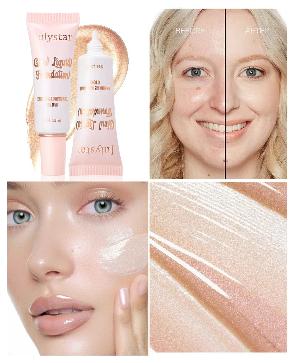 Liquid Pearlescent Foundation & High Coverage Concealer — Waterproof 3D Contour Shadow Brightening Face & Body Highlighter