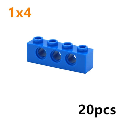Technical Building Block Long Beam with Holes – Thick MOC Studded Bricks Compatible with 3703, 32018, 3895, 2730, 3894, 3701, 3700