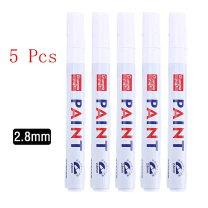 White Marker Pen Set - Waterproof Oil-Based Gel Pens for DIY, Graffiti, Sketching & School Supplies