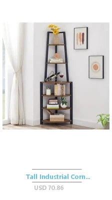 5 Tier Adjustable Bookshelf Organizer - Modern Wood & Metal Storage for Books, CDs, Movies, Garage Kits (23.62” x 11.81” x 62.2”)