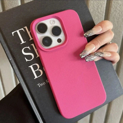 Candy Color Lichee Pattern Soft Phone Case – Shockproof Cover for iPhone 11–17, Pro Max, Air, 16E, X, XS, XR