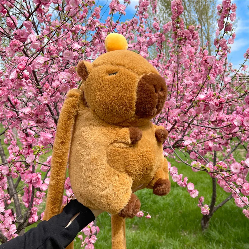 Kawaii Capybara Plushie Backpack - Mini Fur Doll Shoulder Bag for Children & Gift for Girlfriend
