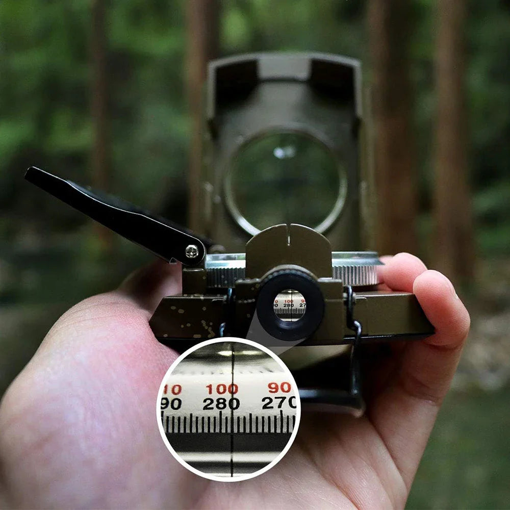 Multifunctional High-Precision Military Compass — Waterproof Metal Outdoor Survival Camping Compass with Fluorescent & Geological Features