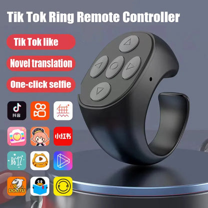 Wireless Bluetooth Selfie Remote Control Ring for Mobile Phones - Convenient Tiktok and Artifac Tool - Compatible with Xiaomi and Apple