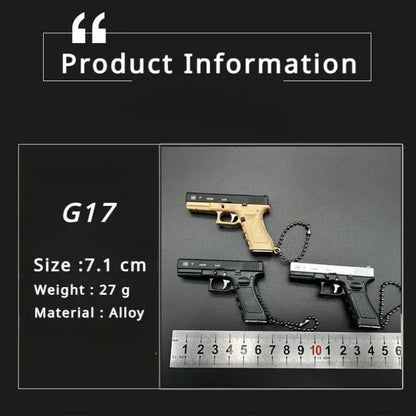 Metal Mini Tactical Keychain - 1:3 G17 Tiny Pendant, Decorative Ornament & Birthday Gift for Men
