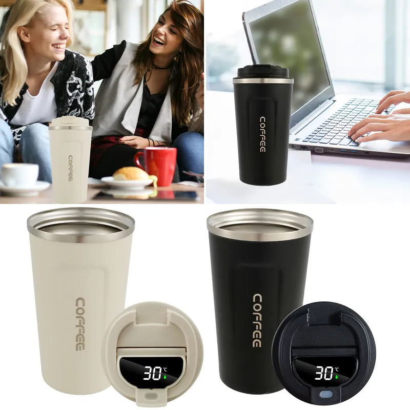 Smart Stainless Steel Coffee Tumbler - Intelligent Temperature Display Thermos Cup, Portable Travel Mug Available in 380ml, 510ml, 550ml Sizes