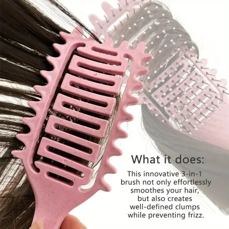 Curl Define Styling Brush – Hollow Detangling Hair Comb for Wet & Curly Hair, Shaping Curls Barber Hairdressing Tool