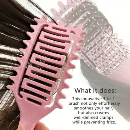 Curl Define Styling Brush – Hollow Detangling Hair Comb for Wet & Curly Hair, Shaping Curls Barber Hairdressing Tool
