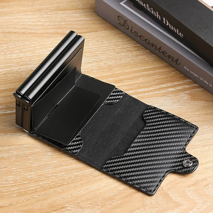 Large Capacity Double Layer RFID Blocking Carbon Fiber Wallet – Men’s Anti-Theft Credit & ID Card Holder Case