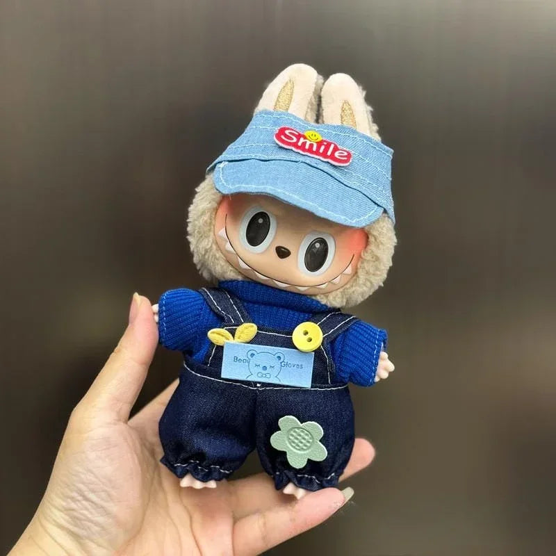 Mini Plush Doll Clothes Set – Kpop EXO Labubu Idol Overalls Outfit for 15-17cm Dolls, Clothing Gift