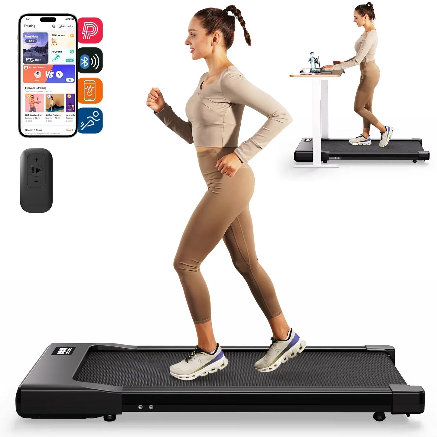 2-in-1 Walking Pad Under Desk Treadmill – Portable 2.5HP Home & Office Treadmill with Remote Control and LED Display