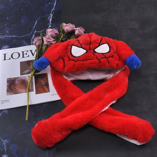 2024 Anime Cosplay Spider-Man Plush Hat – Cute Glowing Bear & Bunny Ears, Moving Jumping Preppy Toy Cap Gift