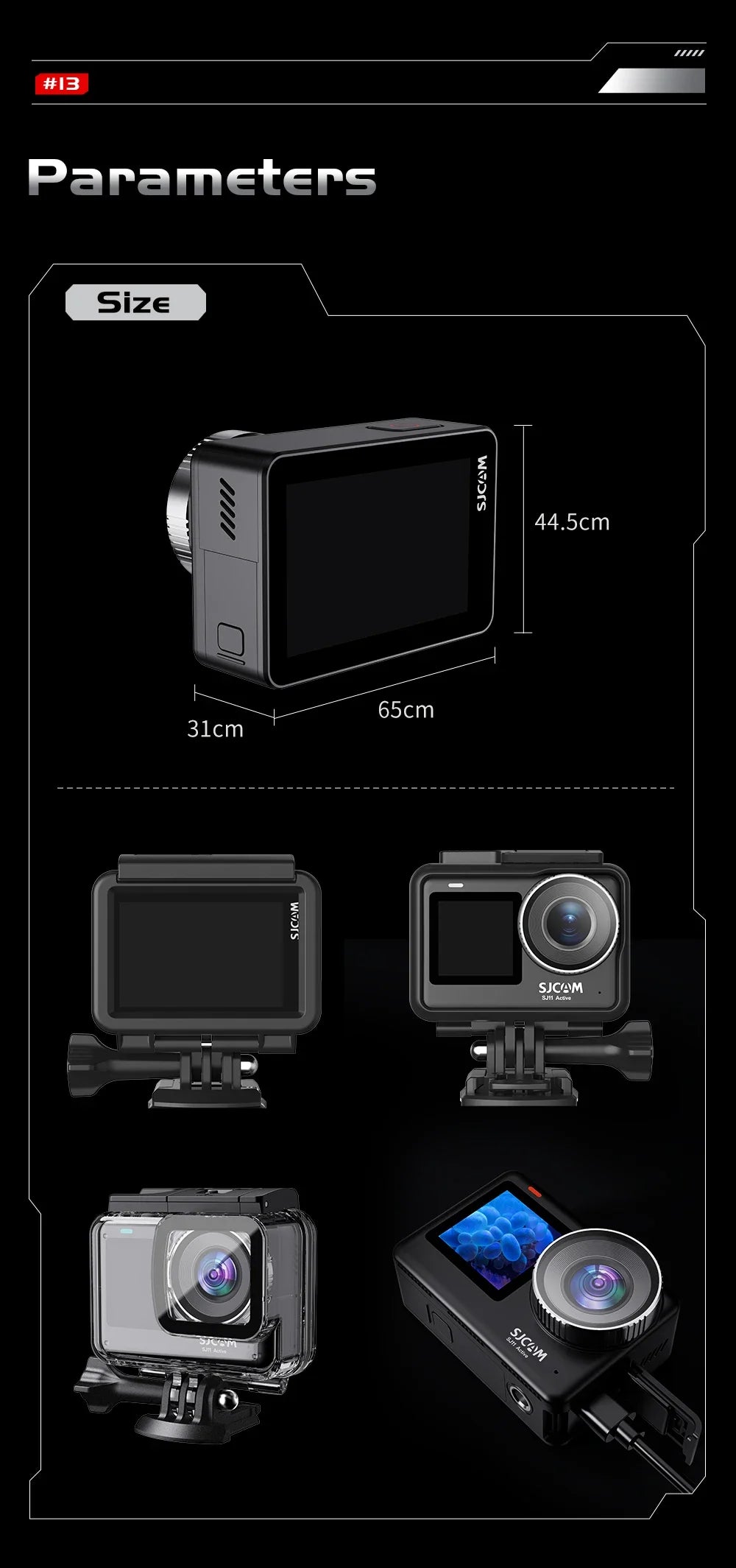 SJCAM SJ11 Active 4K Action Camera – 2.33" Touch Screen, Waterproof, 5G WiFi, Active HDR Sport Camera