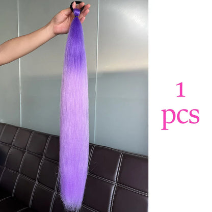 Synthetic Colorful Ponytail Extensions – Long Straight Braided Hairpieces with Rubber Band for Women