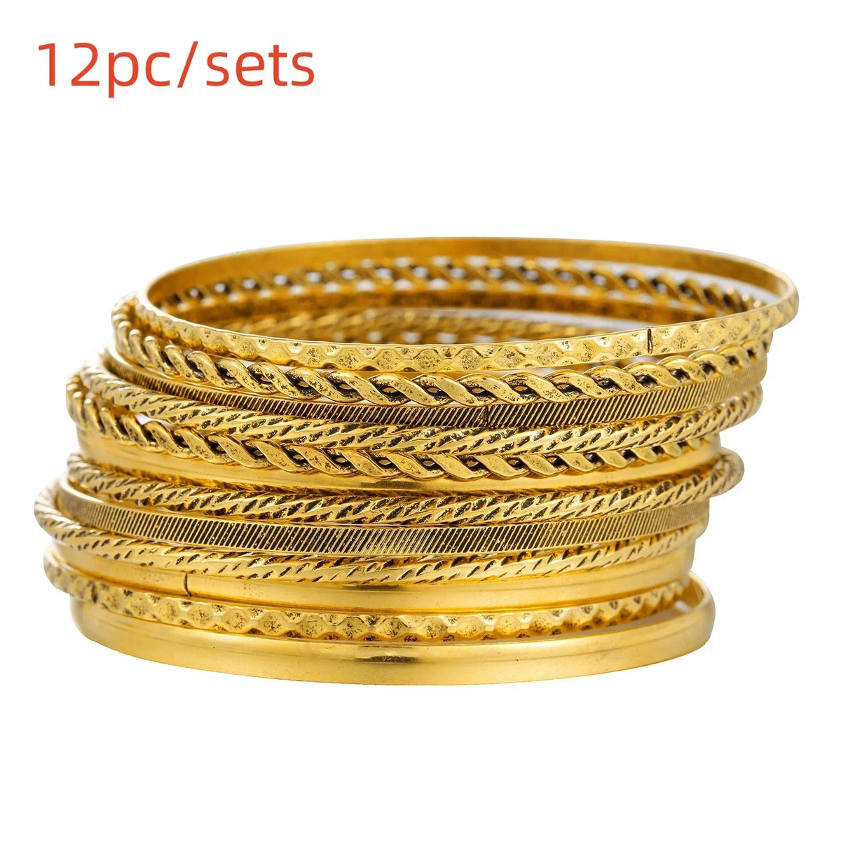 12Pcs Punk Curb Cuban Chain Bracelet Set for Women – Gold Miami Boho Thick Charm Bangles Fashion Jewelry