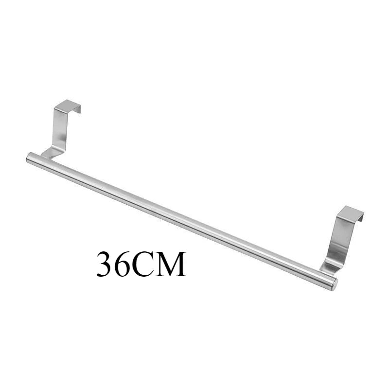 Over-Door Stainless Steel Towel Rack – Bathroom & Kitchen Hanging Storage Bar for Cabinet Doors