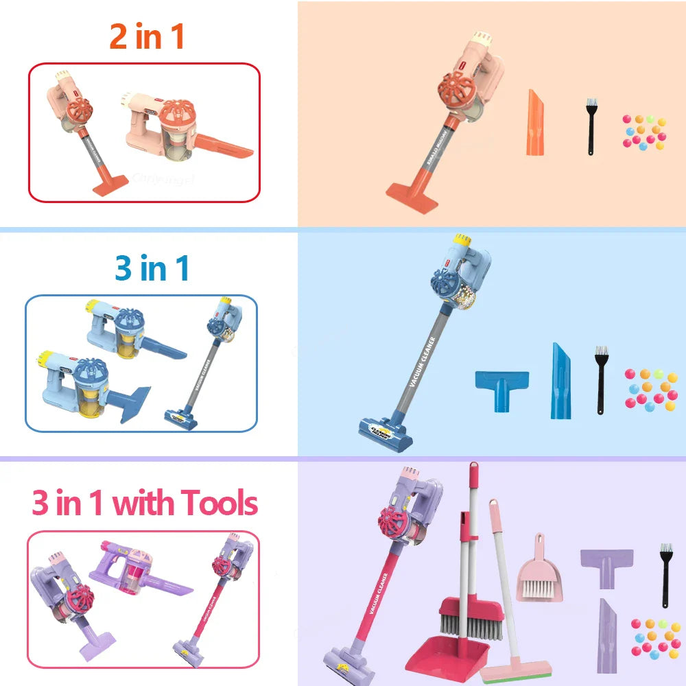 Kids Electric Vacuum Cleaner Toy Set – Simulation Role Play Housekeeping Educational Gift for Toddlers Boys & Girls