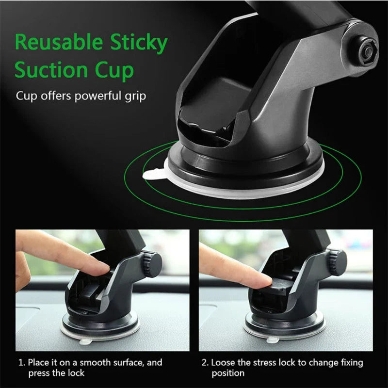 Sucker Car Phone Holder Mount – GPS & Mobile Cell Support for iPhone 13/12/11 Pro Max, X, 7/8, Xiaomi, Huawei, Samsung