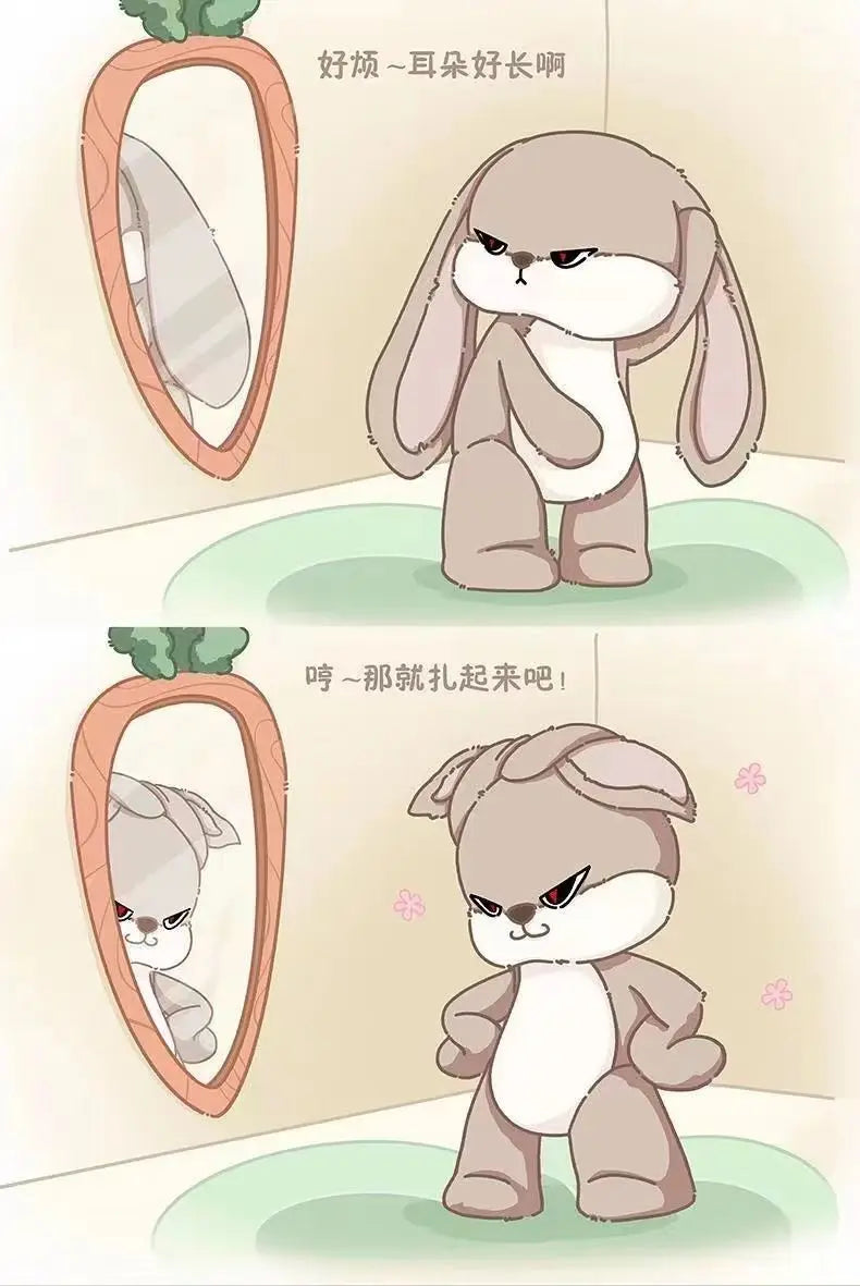 Large Angry Rabbit Plush Toy – Cute Kawaii Stuffed Animal Doll, Soft Plush for Room Decor & Birthday Gifts