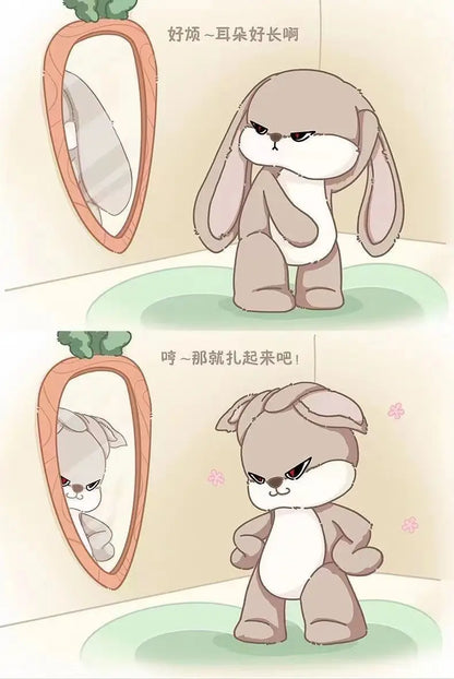 Large Angry Rabbit Plush Toy – Cute Kawaii Stuffed Animal Doll, Soft Plush for Room Decor & Birthday Gifts