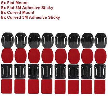 Helmet Adhesive Mount Set for GoPro Hero 8–13, Insta360, DJI & SJCAM – Flat & Curved Sticky Camera Accessories