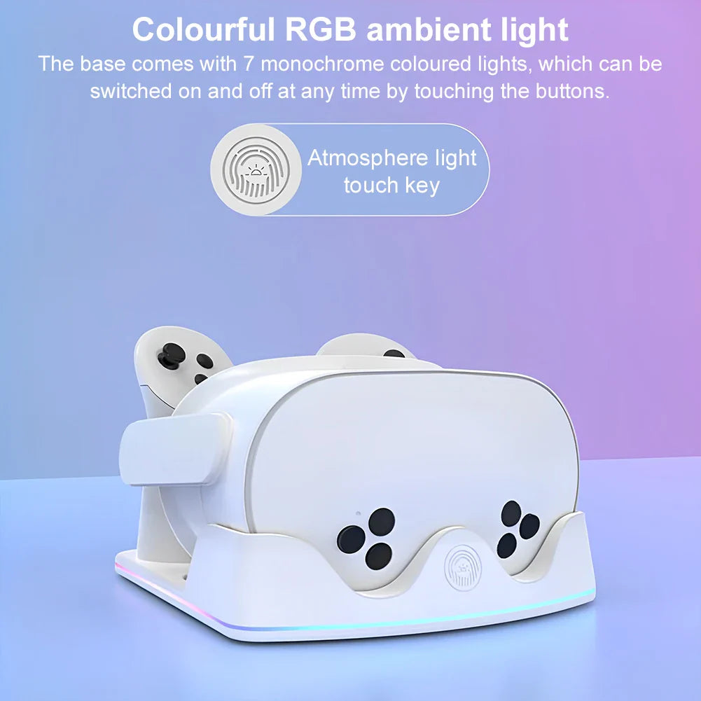 Meta Quest 3S Charging Dock – Fast VR Headset Station with RGB Light & Controller Holder for Quest 3S/3/2