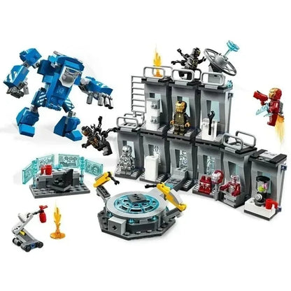 HOT 76125 Iron Man Mech Showroom Building Block Set for Kids — Superhero Toy & Birthday/Party Gift