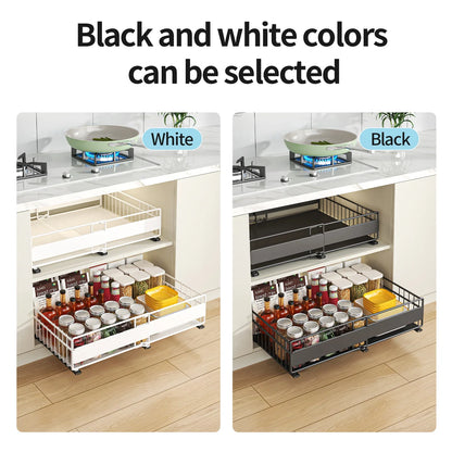 Retractable Kitchen Cabinet Organizer - Pull-Out Storage Rack for Pots, Dishes & Seasonings