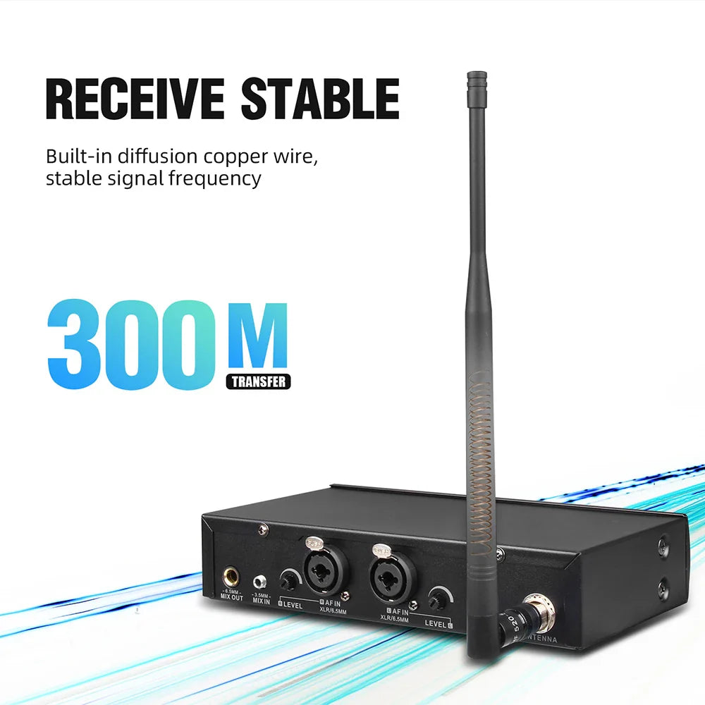 Debra ER102 UHF Wireless In-Ear Monitor System – Multiple Professional Transmitters for Small Concerts & Home Theater