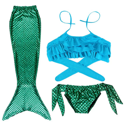 Little Girl Mermaid Tail Swimsuit — Kids Beach Bikini Cosplay Costume, Perfect Birthday Gift for Girls