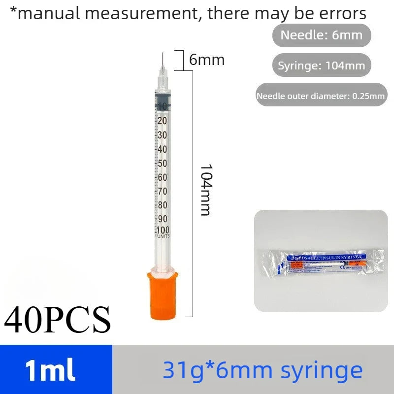 40/80PCS Disposable Veterinary Syringes - Sterile Insulin Needles for Pet & Animal Use