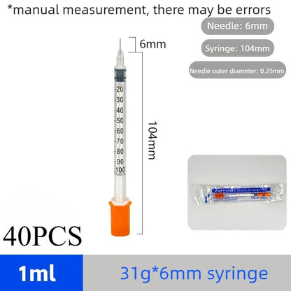 40/80PCS Disposable Veterinary Syringes - Sterile Insulin Needles for Pet & Animal Use
