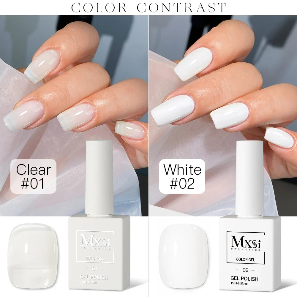 Mxsi 15ml Gel Nail Polish - Neon Brown, Royal Blue, Red, Green & Nude UV Gel Lacquer Colors for Nail Art