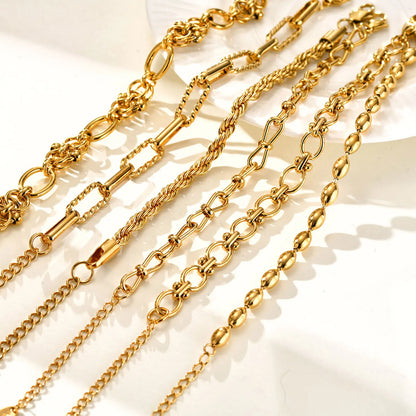 Women's Chunky Gold Plated Stainless Steel Link Chain Bracelet – Waterproof Layered Wristband Jewelry