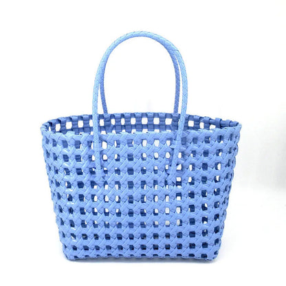 Hylhexyr Handheld Woven Shoulder Bag – PVC Tote for Vegetables, Beach, Picnic & Vacation, Women’s Handbag